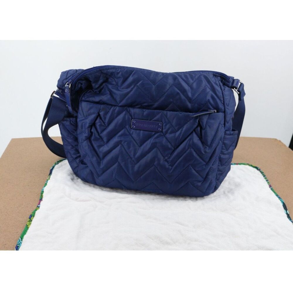 Vera Bradley Navy Blue Quilted Nylon Diaper Bag with Changing Pad